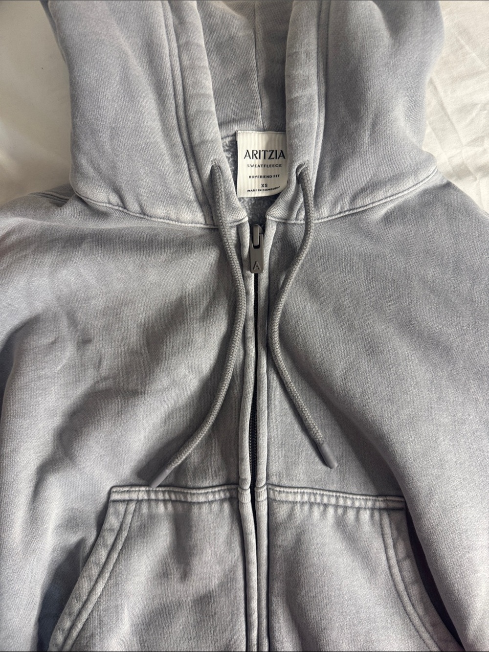 Aritzia Light Gray Full-Zip Hoodie